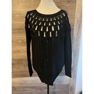 SASS & BIDE Shaka & The Dreamweaver Knit Macrame Sweater Black Top Size M